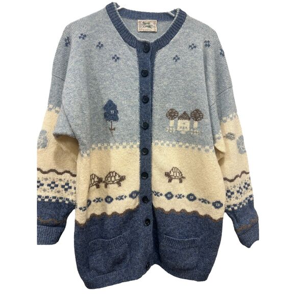 Vtg Annie Laurie Cardigan Sweater Shetland 100% Pure Wool Scotland 1980s Cottage - Picture 9 of 9